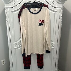 Dearfoams Men's Cream and Red Pajama Set